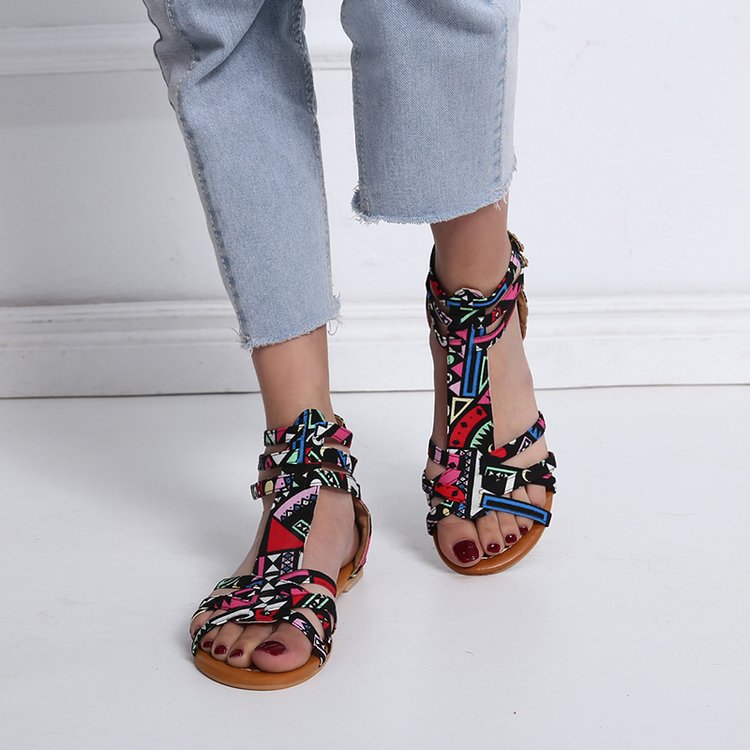 Damen Bunte Sandalen mit modischem Riemendesign und verstellbarem Fersenverschluss R&B