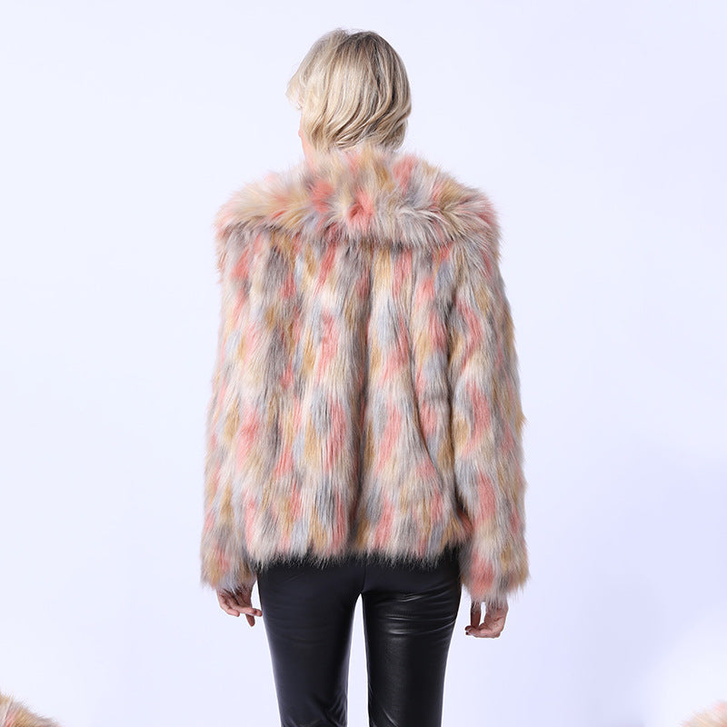 Damen Kunstpelzjacke mit lebhaftem Farbverlauf und elegantem Schnitt R&B