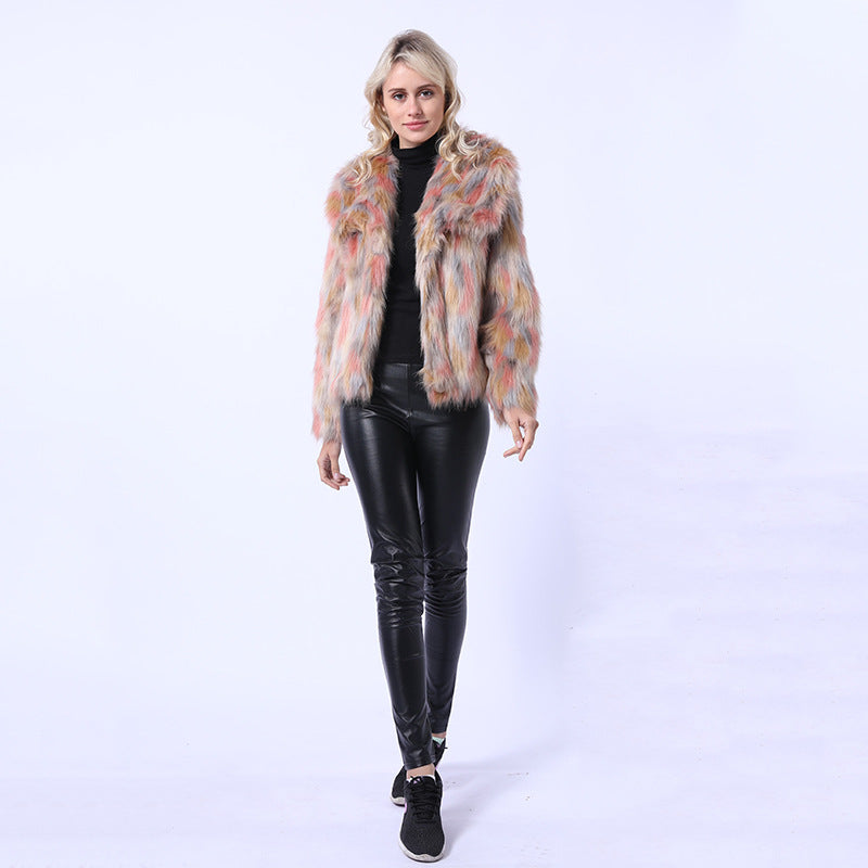 Damen Kunstpelzjacke mit lebhaftem Farbverlauf und elegantem Schnitt R&B