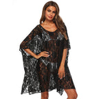 Damen Transparente Spitzen-Strandüberwurf R&B