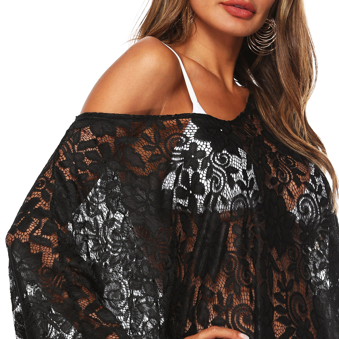 Damen Transparente Spitzen-Strandüberwurf R&B