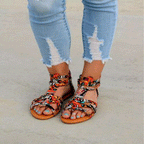 Damen Riemchen-Sandalen mit buntem GewR&Bemuster und rutschfester Sohle R&B