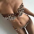 Damen Leopardenmuster Bikini-Set mit verspielten Rüschen