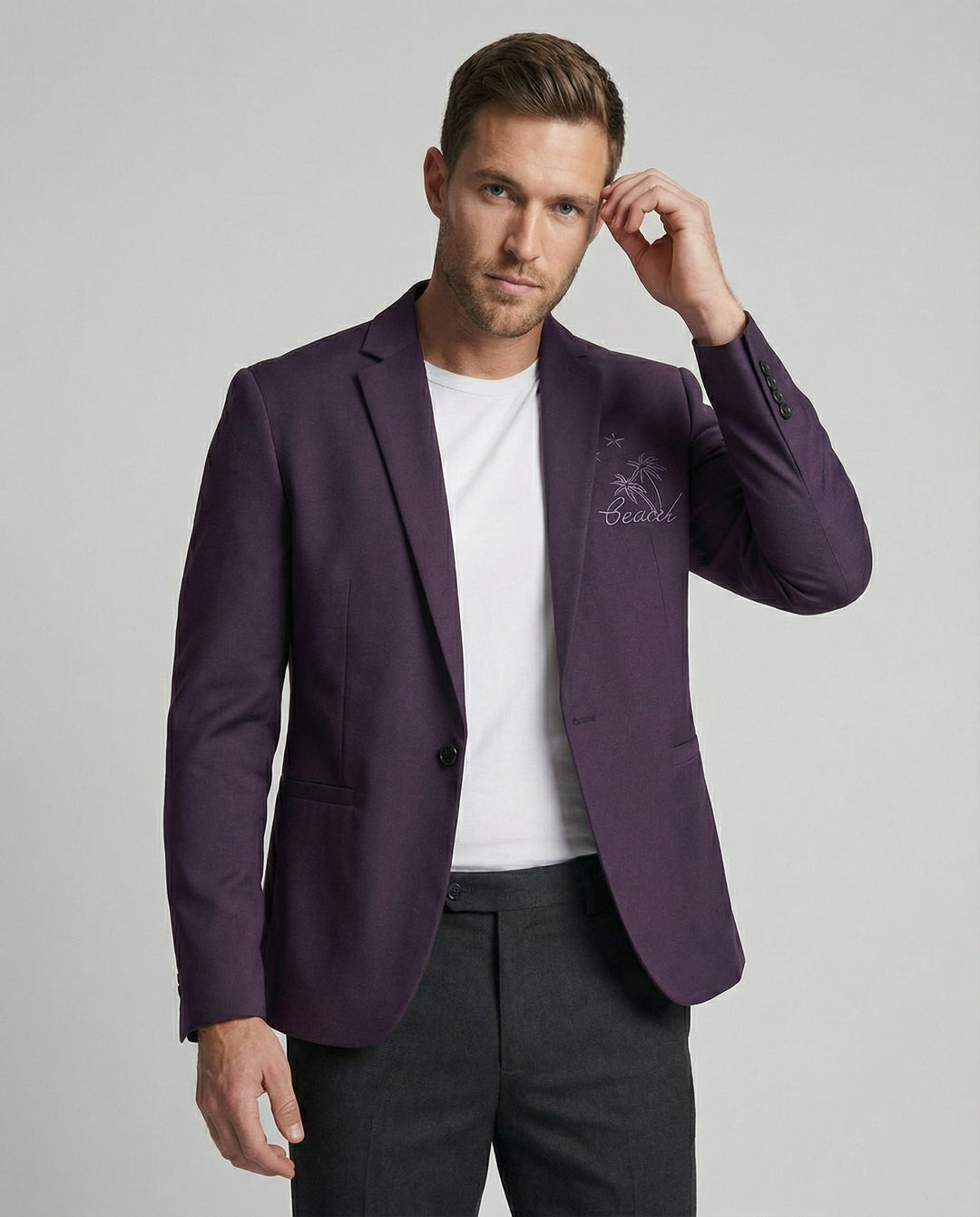 Herren Sportlicher Blazer mit Stickmotiv