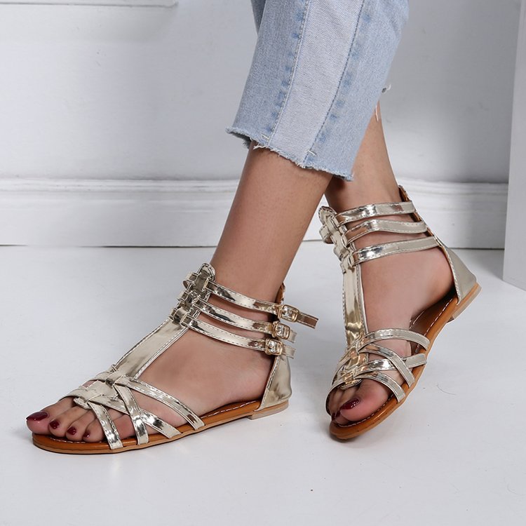 Damen Bunte Sandalen mit modischem Riemendesign und verstellbarem Fersenverschluss R&B