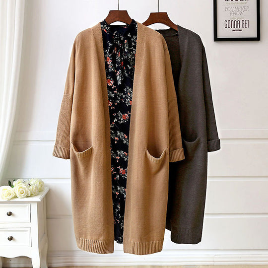 Damen Bequemer Strickcardigan mit Taschen und offenem Schnitt R&B