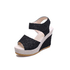 Damen nan sommerliche Keilabsatz Sandalen mit Bastsohle und verstellbarem Klettverschluss R&B