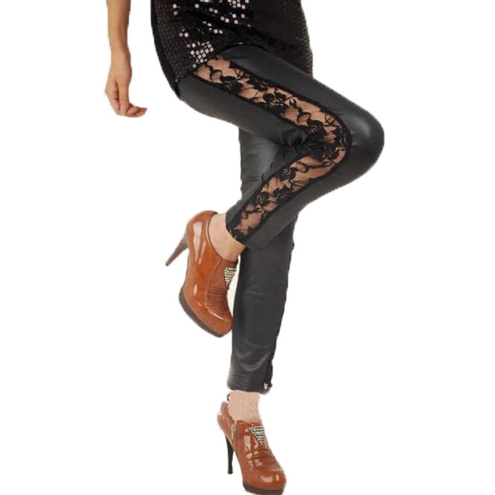 Damen Elegante Leggings mit floralen Spitzenakzenten R&B