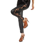 Damen Elegante Leggings mit floralen Spitzenakzenten