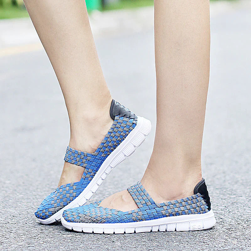 R&B elastische Band gewebt leichte flache Schuhe