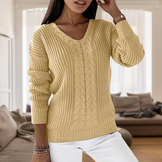 R&B | Modischer Strickpullover mit V-Ausschnitt