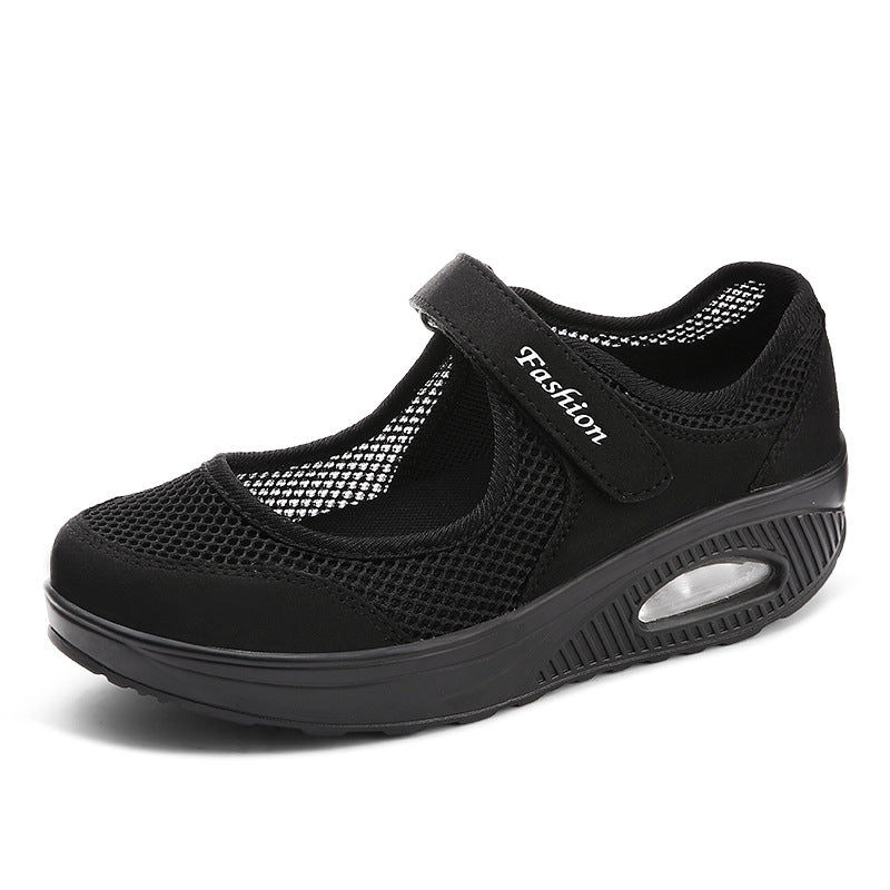 Damen nan atmungsaktiver Riemen-Ballerina-Walkingschuh mit Klettverschluss und Luftkissen R&B