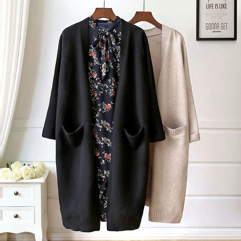 Damen Bequemer Strickcardigan mit Taschen und offenem Schnitt R&B