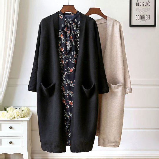 Damen Bequemer Strickcardigan mit Taschen und offenem Schnitt R&B