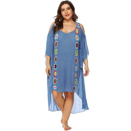 Damen mit floralem Stickdesign Strandüberwurf R&B