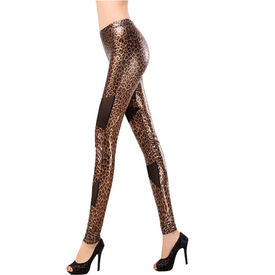 Damen Hochentwickelte Leggings mit Animal-Print und transparenten Einsätzen R&B