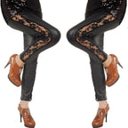 Damen Elegante Leggings mit floralen Spitzenakzenten
