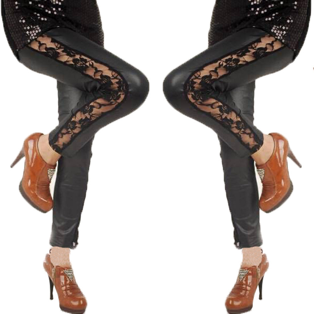 Damen Elegante Leggings mit floralen Spitzenakzenten