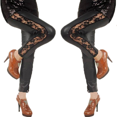 Damen Elegante Leggings mit floralen Spitzenakzenten R&B