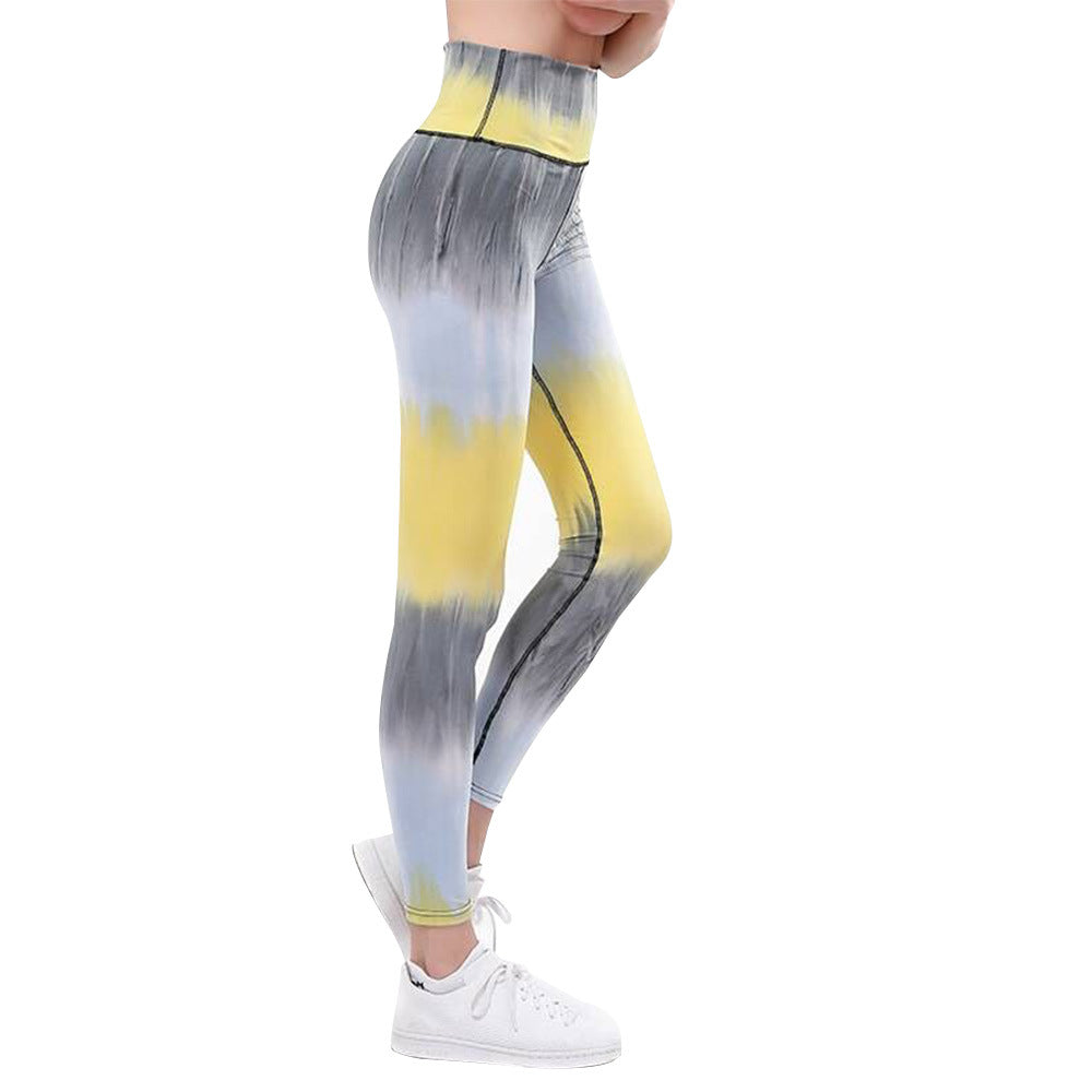 Damen Sportleggings mit hohem Bund und einzigartigem Batikmuster R&B