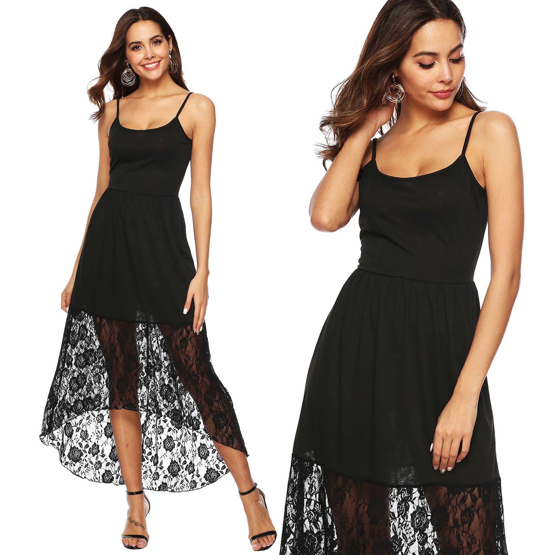 Damen Maxikleid mit romantischen Spitzenakzenten R&B