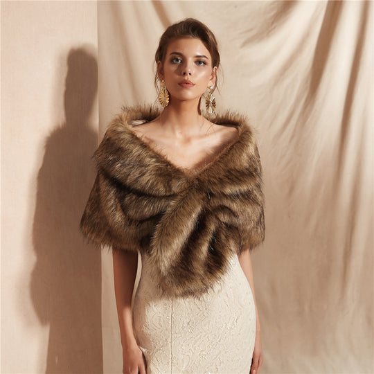 Damen Eleganter Kunstfell Schal R&B