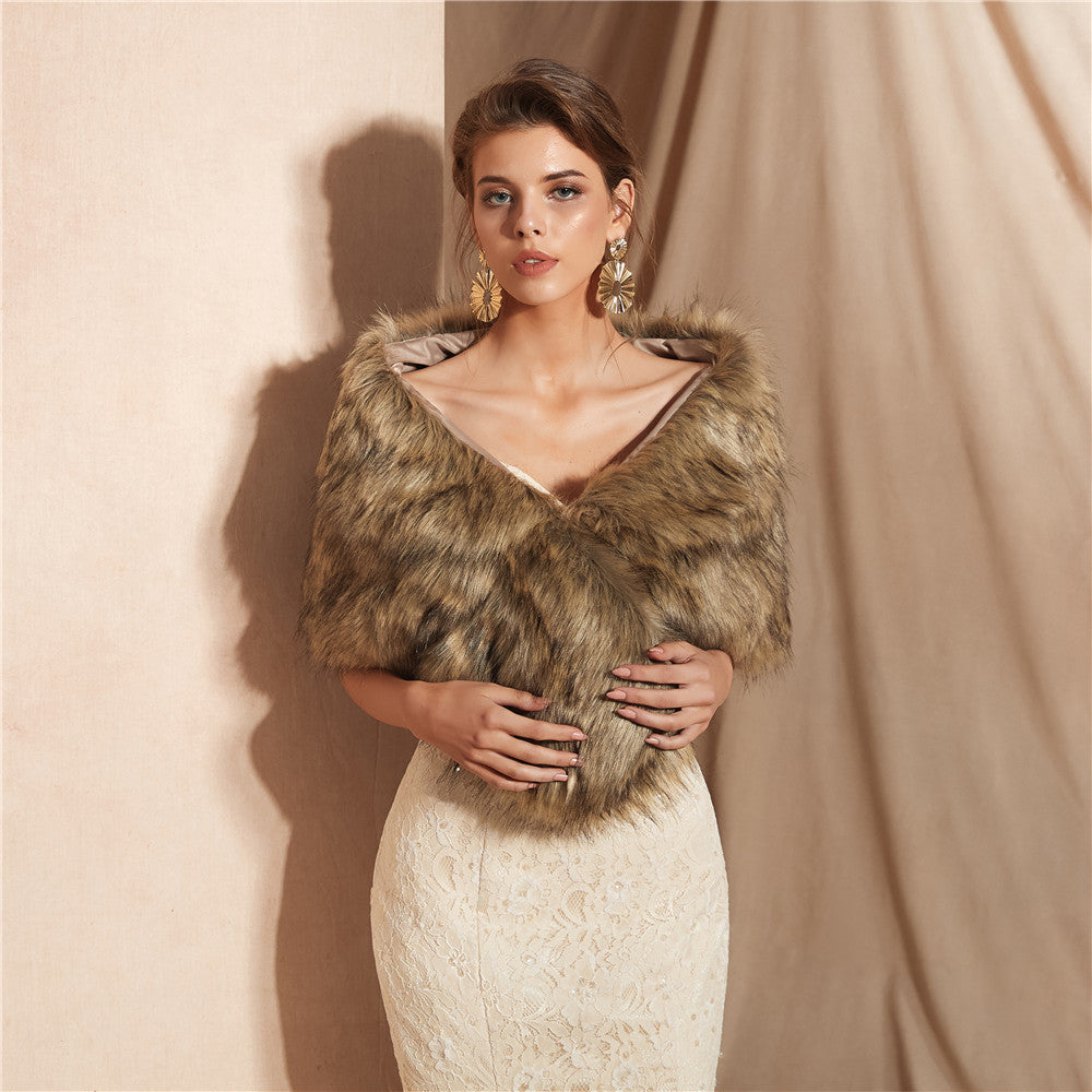 Damen Eleganter Kunstfell Schal R&B