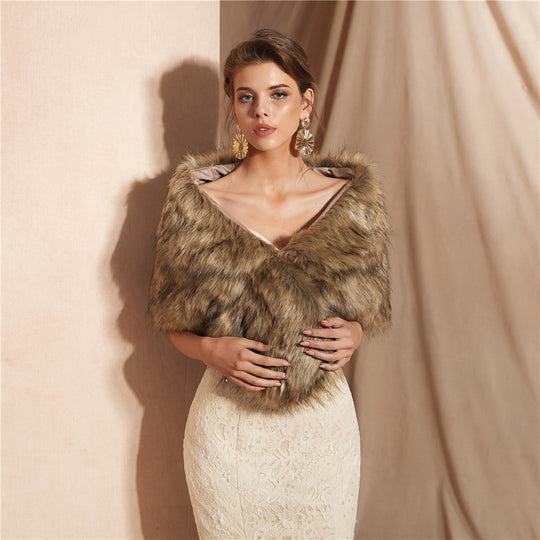 Damen Eleganter Kunstfell Schal R&B