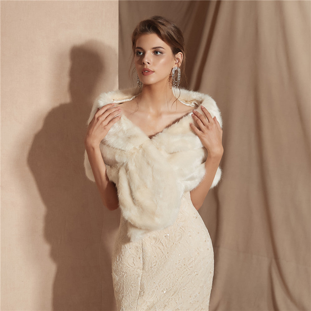 Damen Eleganter Kunstfell Schal R&B