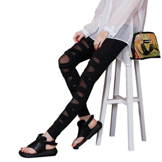Damen Modische Leggings mit transparenten Einsätzen und einzigartigem Schnitt R&B