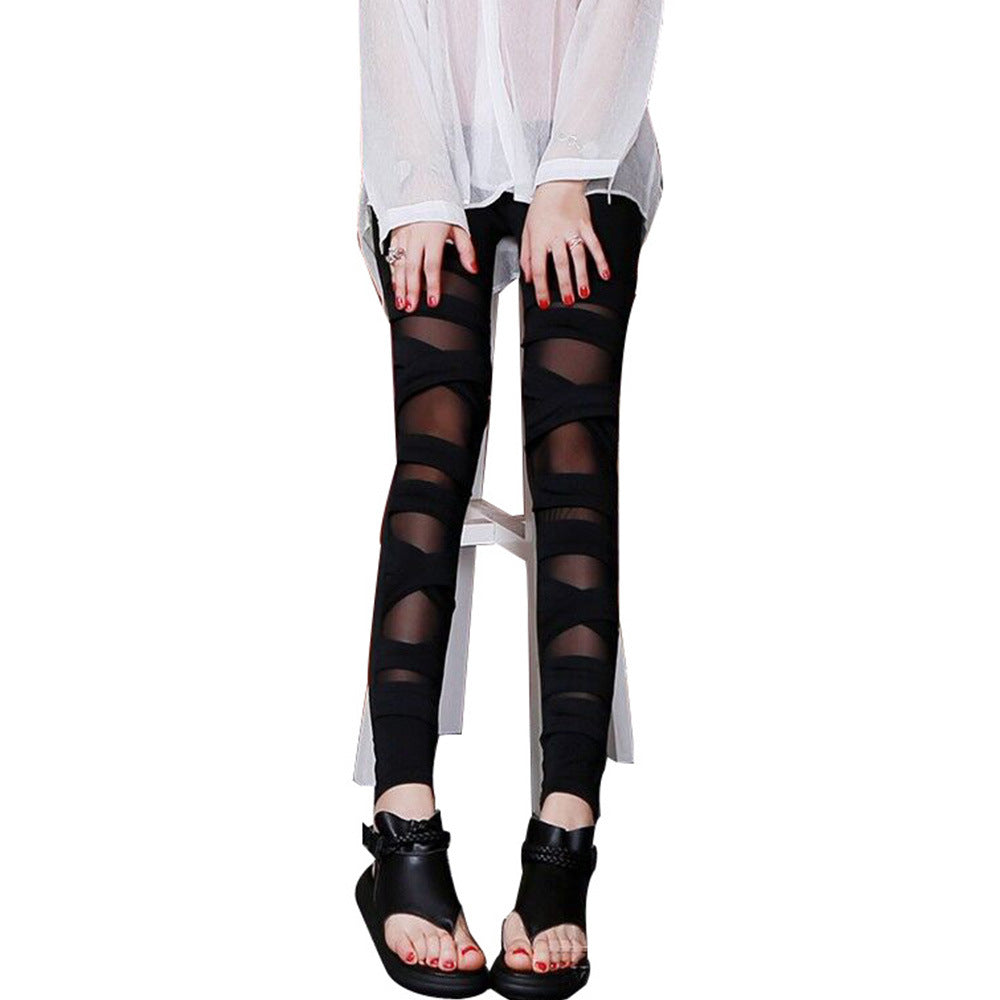 Damen Modische Leggings mit transparenten Einsätzen und einzigartigem Schnitt R&B