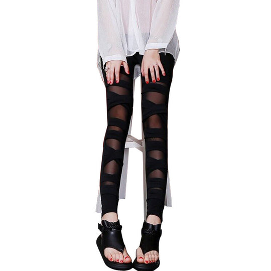 Damen Modische Leggings mit transparenten Einsätzen und einzigartigem Schnitt R&B