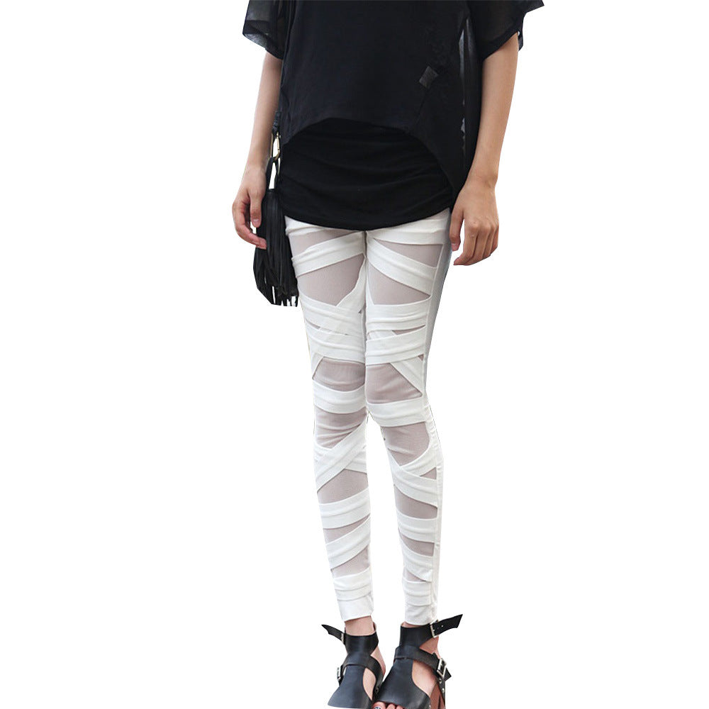 Damen Modische Leggings mit transparenten Einsätzen und einzigartigem Schnitt