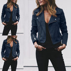 Damen nan taillierte Bikerjacke aus Veloursimitat mit asymmetrischem Reißverschluss und Reißverschlussärmeln R&B