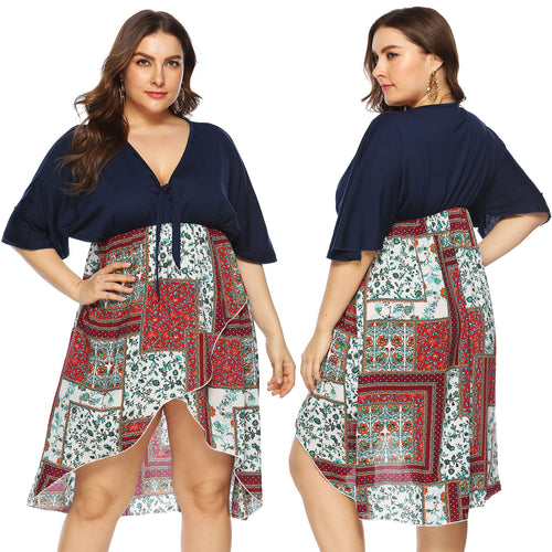 Damen Sommerkleid mit asymmetrischem Saum und floralem Muster R&B