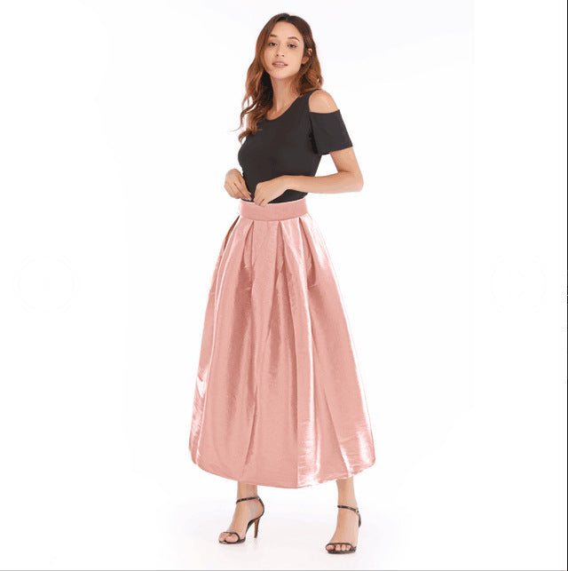 Damen Maxirock aus schimmerndem Satin mit weitem Schnitt R&B
