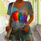 R&B | Bunte T-Shirt mit Abstraktem Vogel