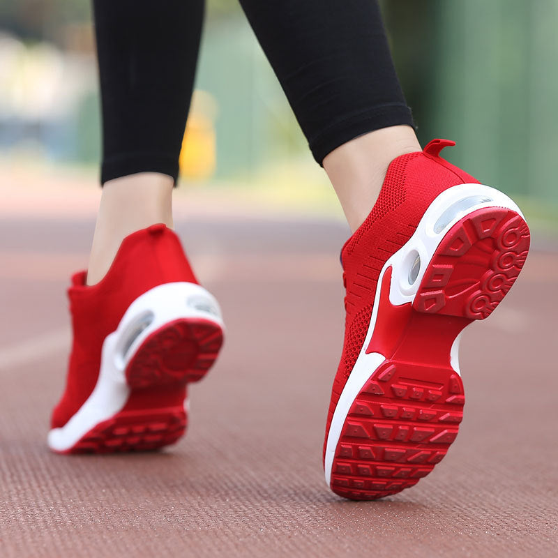 Damen nan leichte Strick-Fitnesssneaker mit sichtbarer Luftkammer-Dämpfung und viskoelastischer Innensohle R&B