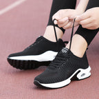 Damen nan leichte Strick-Fitnesssneaker mit sichtbarer Luftkammer-Dämpfung und viskoelastischer Innensohle R&B