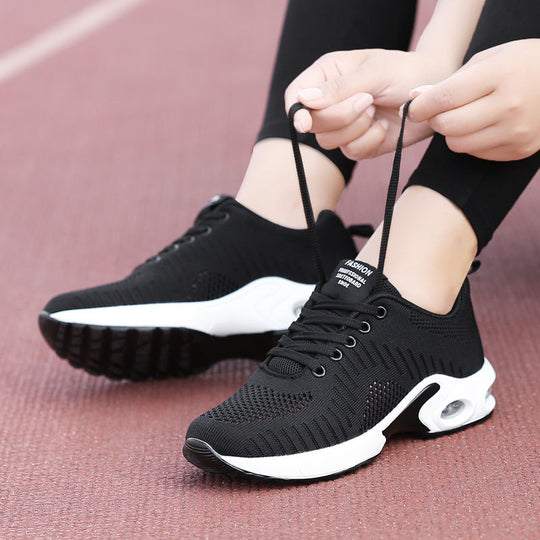 Damen nan leichte Strick-Fitnesssneaker mit sichtbarer Luftkammer-Dämpfung und viskoelastischer Innensohle R&B