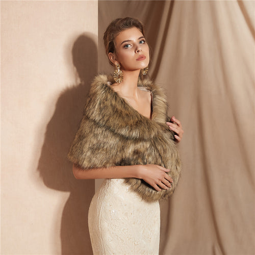 Damen Eleganter Kunstfell Schal R&B