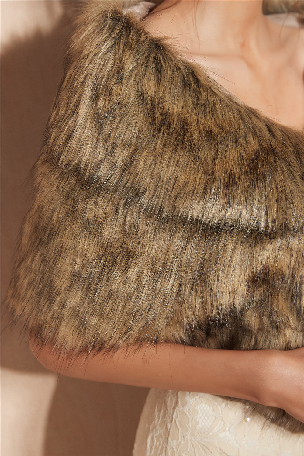 Damen Eleganter Kunstfell Schal R&B