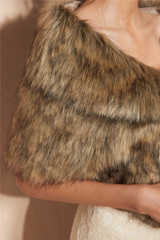 Damen Eleganter Kunstfell Schal R&B