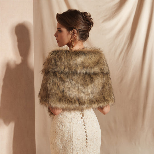 Damen Eleganter Kunstfell Schal R&B