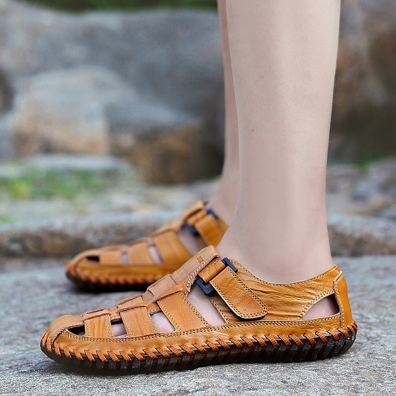 Herren Komfortable Leder-Sandalen mit individuell anpassbarem Riemen R&B