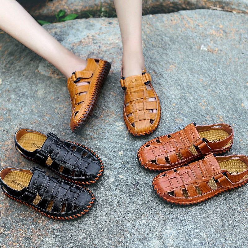 Herren Komfortable Leder-Sandalen mit individuell anpassbarem Riemen R&B