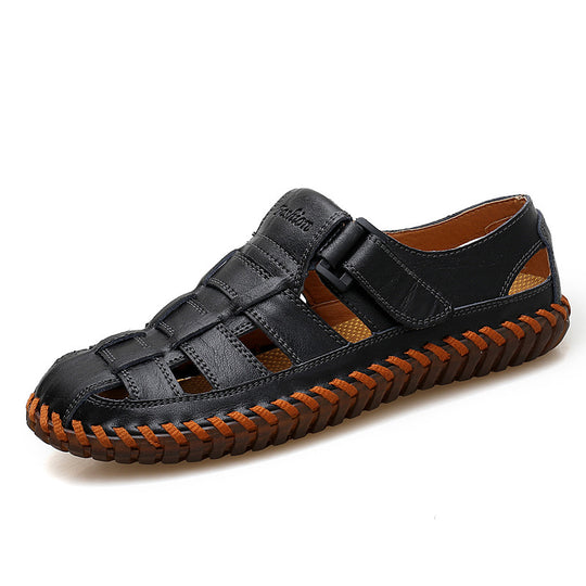 Herren Komfortable Leder-Sandalen mit individuell anpassbarem Riemen R&B