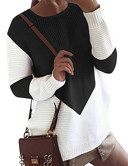 Damen Strickpullover mit modernen Farbkombinationen und luftigem Design R&B