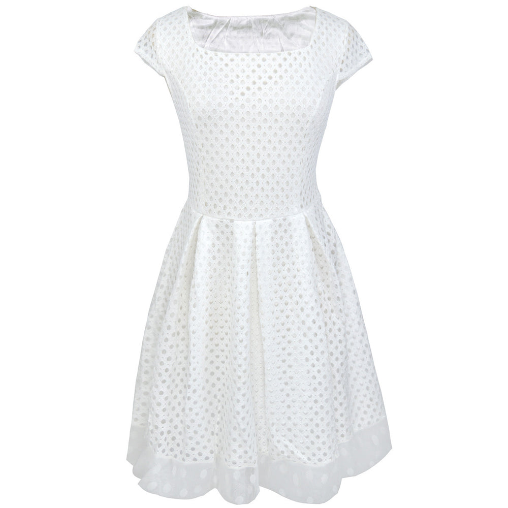 Damen Sommerliches Kleid mit ausgefallenem Strukturdesign und breitem Taillengürtel R&B