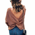 Damen lässiger Strickpullover mit tiefem Rückendetail und übergroßem Schnitt